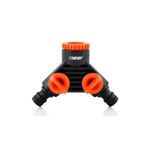 Claber Double Tap Connector, Black/Orange, 8599