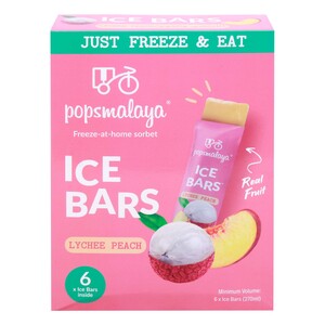 Pops Malaya Ice Bars Lychee Peach, 6 Pcs, 270 ml