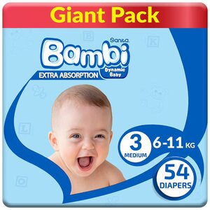 Sanita Bambi Baby Diaper Size 3 Medium 6-11kg 54 pcs