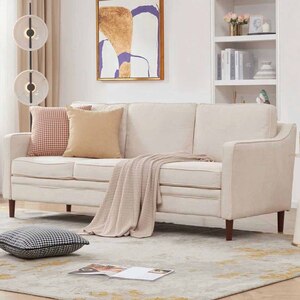 Sovereign, Beige 3-Seater Uphlosterd Fabric Sofa, Curved Track Arms, Superior Comfort and Asthetic for living Room, Bedroom
