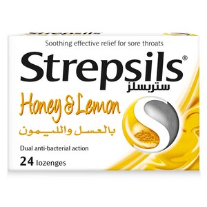 Strepsils Sore Throat Relief Honey & Lemon 24 pcs