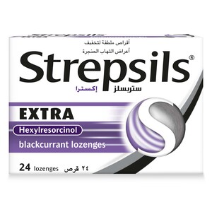 Strepsils Extra Hexylresorcinol Blackcurrant 24 pcs