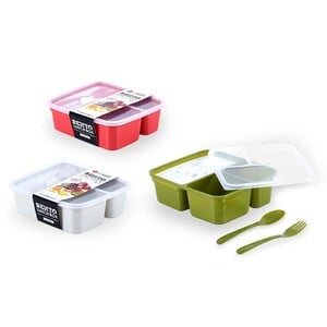 Elianware Lunch Box With Spoon and Fork E-1229 1.3L Assorted