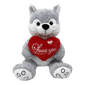 Husky Plush With Heart CUD-14365 Assorted Color