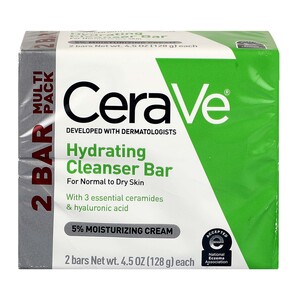 CeraVe Hydrating Cleanser Bar for Normal to Dry Skin, Multipack, 128 g