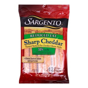 Sargento Sharp Cheddar Reduced Fat Cheese Sticks, 8 oz, 226 g (12 Sticks)