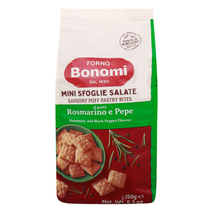 Forno Bonomi Mini Savoury Puff Pastry Bites Rosemary & Black Pepper Flavour 150 g