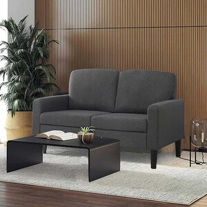 Imperial Majestic, Dark Grey 2-Seater Fabric Sofa -armrest and backrest for support and comfort, Comfy Small Sofas for Bedroom