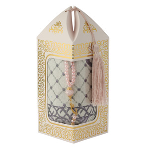 Maple Leaf Islamic Prayer Mat and Tasbeeh Gift Set 70x110cm Pink