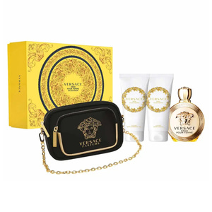 Versace Eros Pour Femme Eau De Parfum 100ml +Shower Gel 100ml + Body Lotion 100ml + Limited-Edition Versace Pouch For Women Gift Set