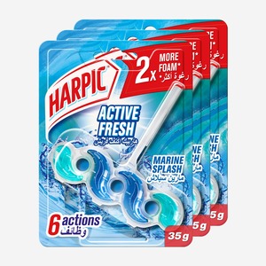 Harpic Active Fresh Water Toilet Cleaner Rim Block Marine Splash 35 g 2+1