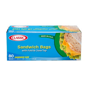 Classic Sandwich Bag With Fold & Close Top Size 15.8 x 13.9cm 80pcs