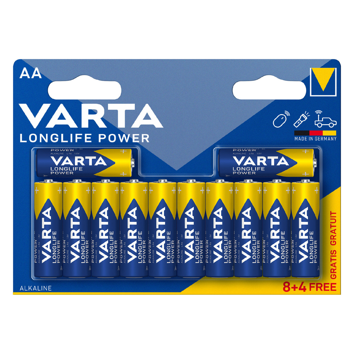Varta  Long Life Power AA Alkaline Battery 8+4