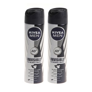 Nivea Men Invisible For Black & White Deodorant Spray Value Pack 2 x 150 ml