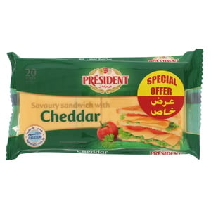 President Sandwich Sliced Cheddar Cheese 400 g