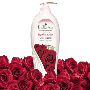 Enchanteur Satin Smooth Rose Oud Amour Lotion with Aloe Vera & Olive Butter 500 ml