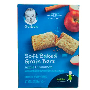 Gerber Baby Food Soft Baked Grain Bars Apple Cinnamon For Toddler 12+ Months 156 g