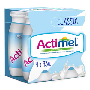 Actimel Classic Plain Dairy Low Fat Drink 4 x 93 ml