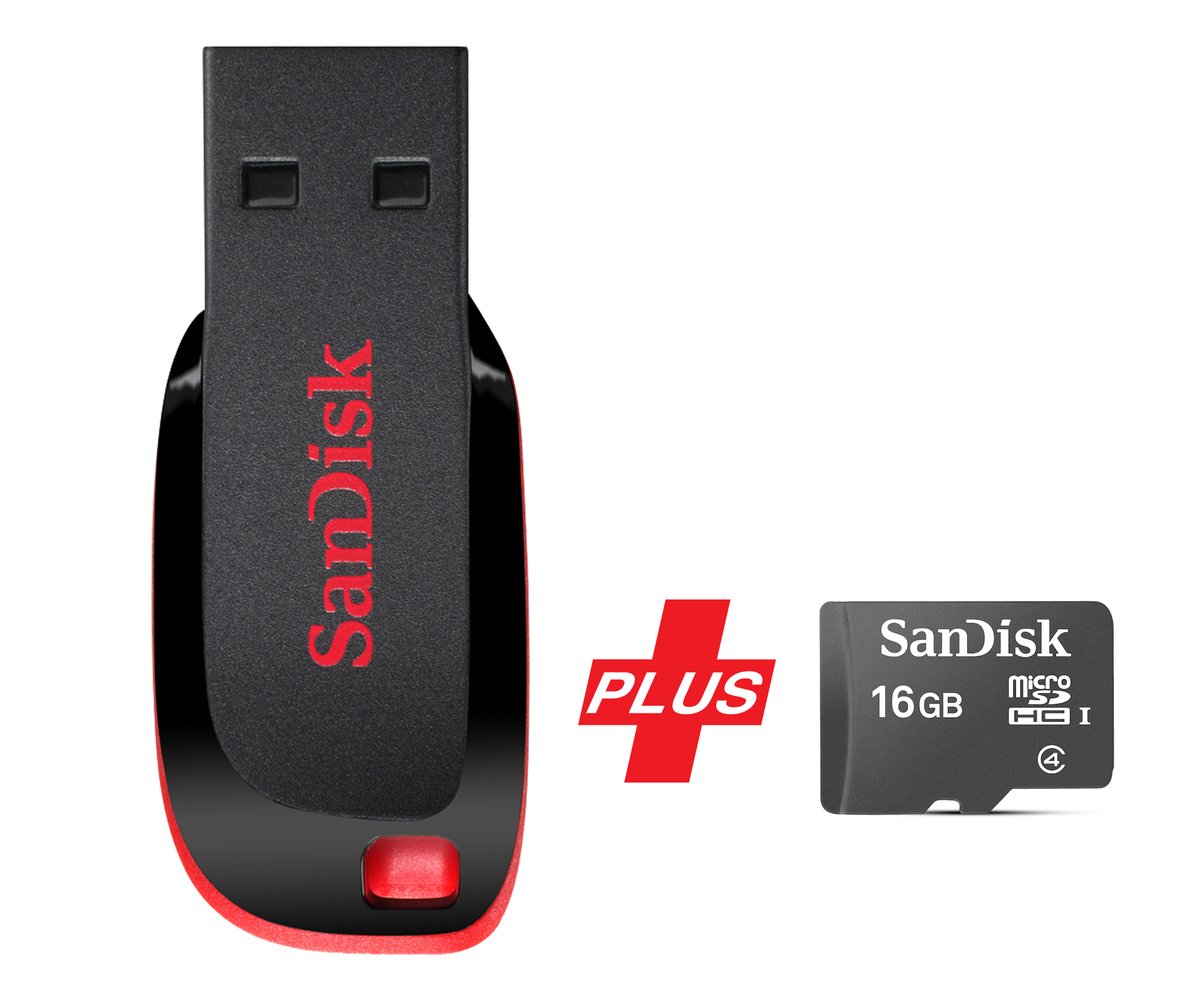 Sandisk MicroSD Card16GB+FlashDrive Blade16GB
