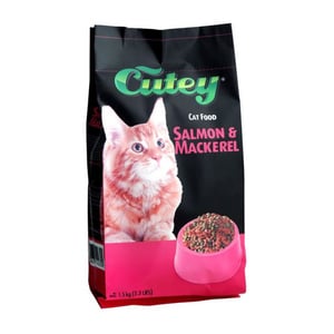 كيوتي طعام قطط بنكهة السلمون والماكريل 1.5 كجم