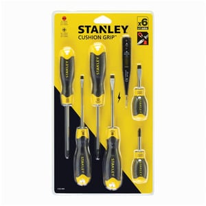 Stanley Cushion Grip Screw Driver 6pcs Set 0-65-009 With Voltage Tester