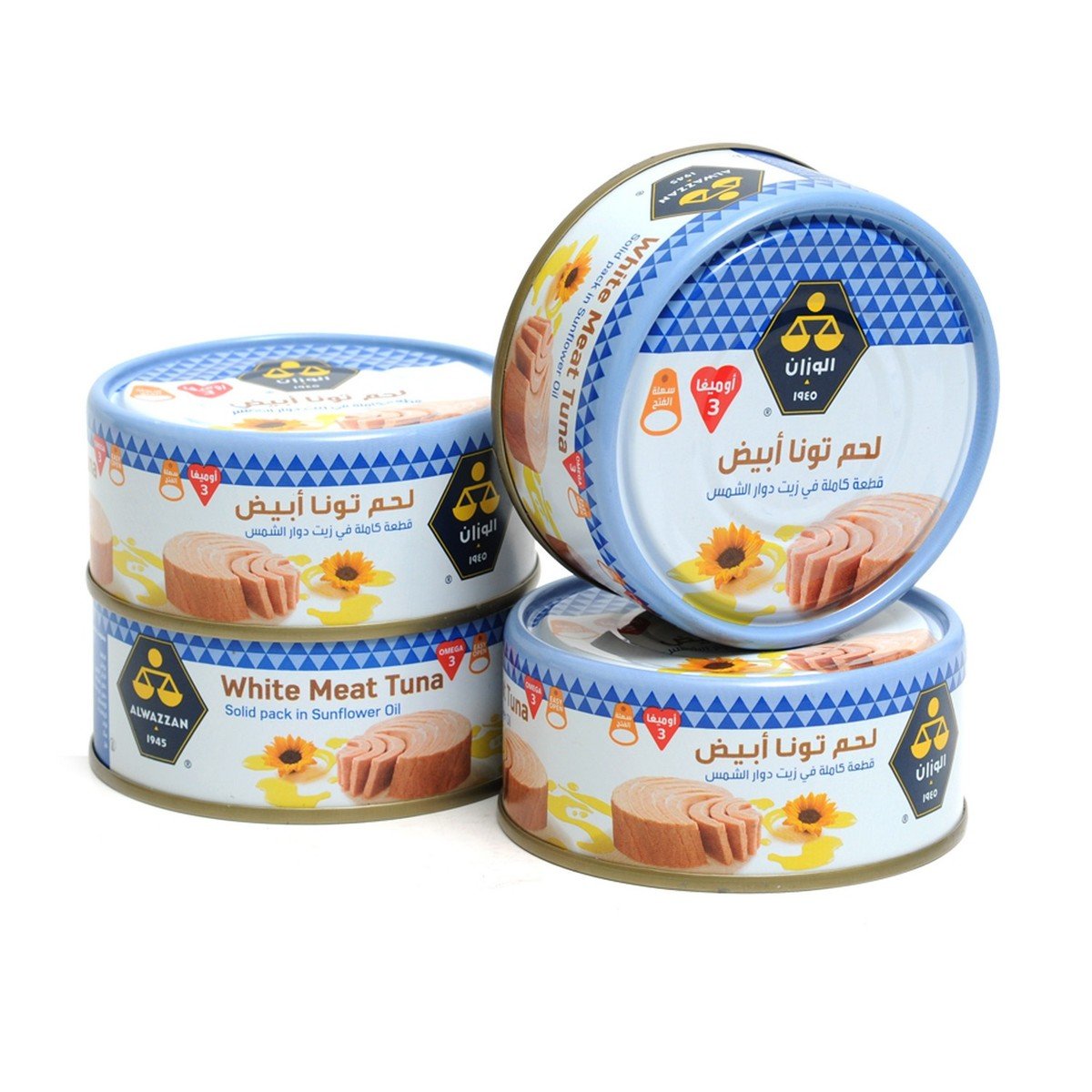 اشتري قم بشراء Alwazzan White meat Tuna in sunflower oil 160Gm X 4pcs Online at Best Price من الموقع - من لولو هايبر ماركت Canned Tuna في الكويت