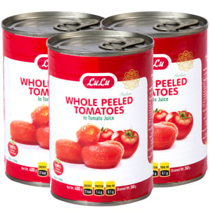 لولو - طماطم كاملة مقشرة في عصير الطماطم ٣ × ٤٠٠ جرام