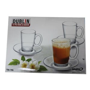 Lulu Glass Cup & Saucer Dublin TS6-700 12pcs