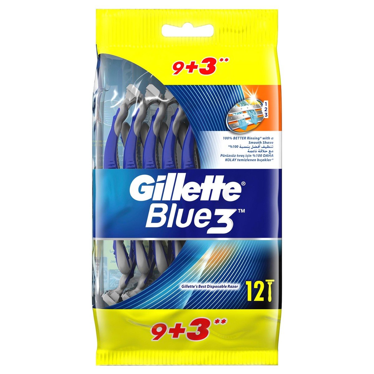 Gillette Blue 3 Disposable Razor 9 pcs + 3 pcs