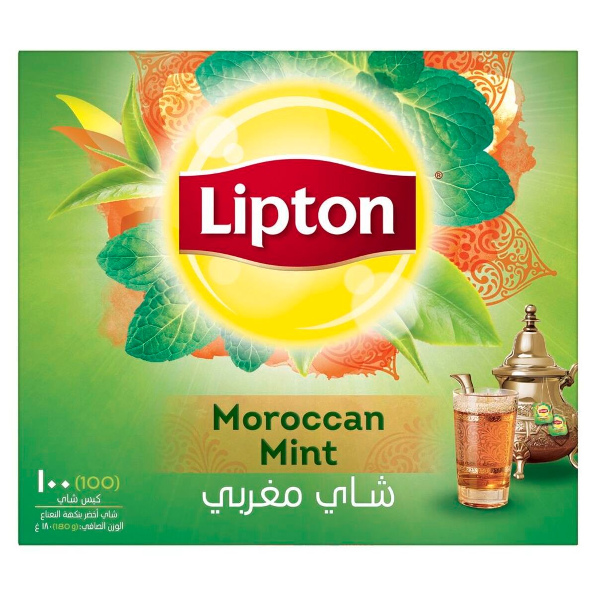 ليبتون شاي أخضر بالنعناع المغربي 100 كيس