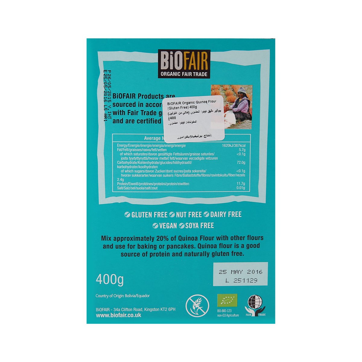 BioFair Organic Fair Trade Quinoa Flour 400 Gm