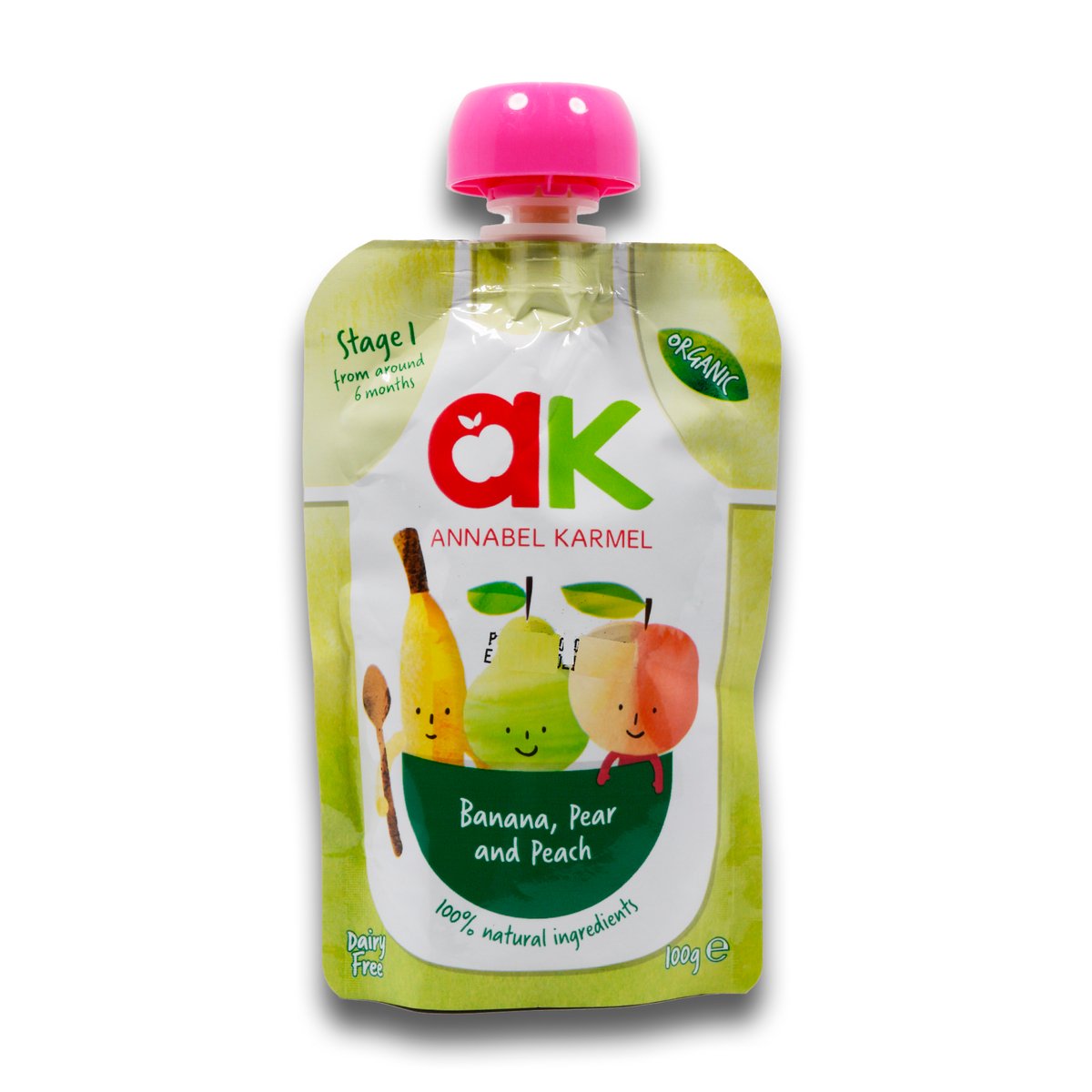 Annabel Karmel Baby Food Organic Banana, Pear & Peach Stage 1 From 6 Months 100g