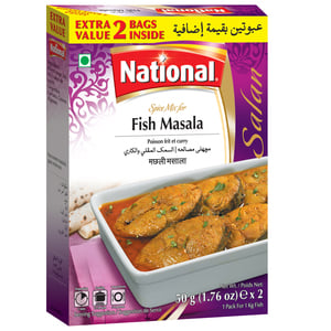 اشتري قم بشراء National Fish Masala 2 x 50g Online at Best Price من الموقع - من لولو هايبر ماركت Masalas في الكويت