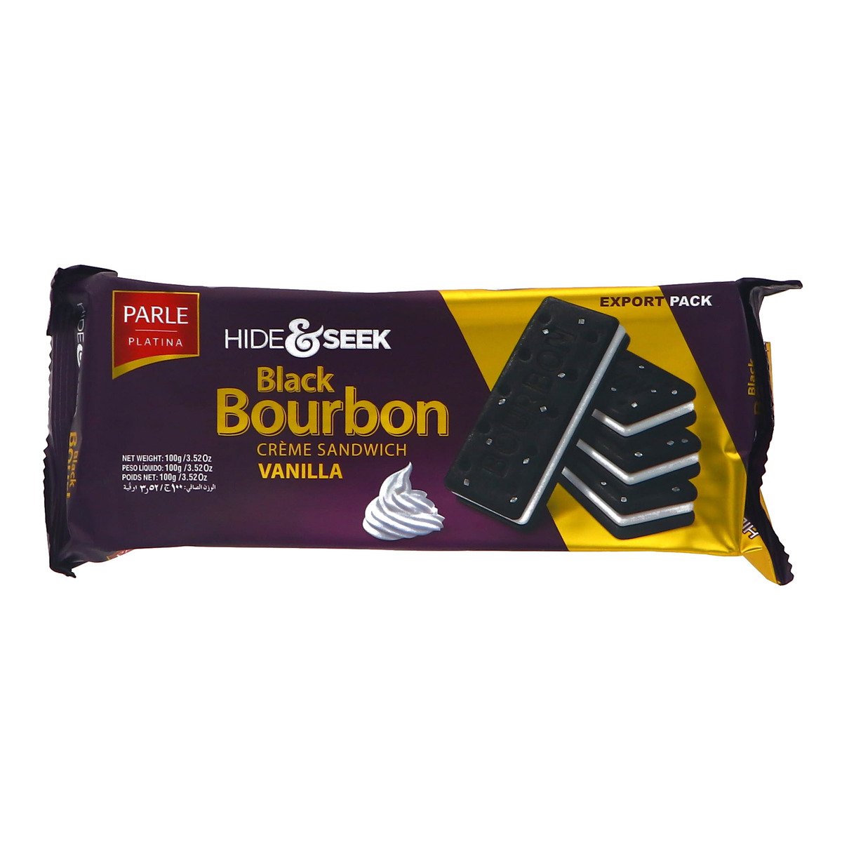 Parle Hide & Seek Black Bourbon Creme Sandwich Vanilla 100g