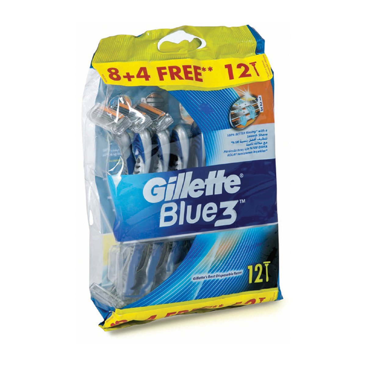 Gillette Blue3 Disposable Razor 8pcs + 4