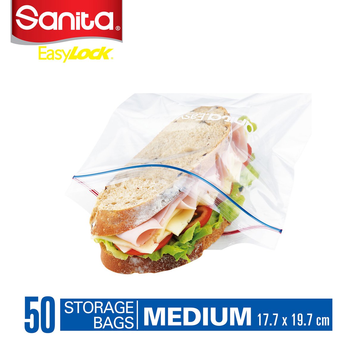 Sanita Easy Zip Lock Food Storage Medium Size 17.7 x 19.7cm 50pcs