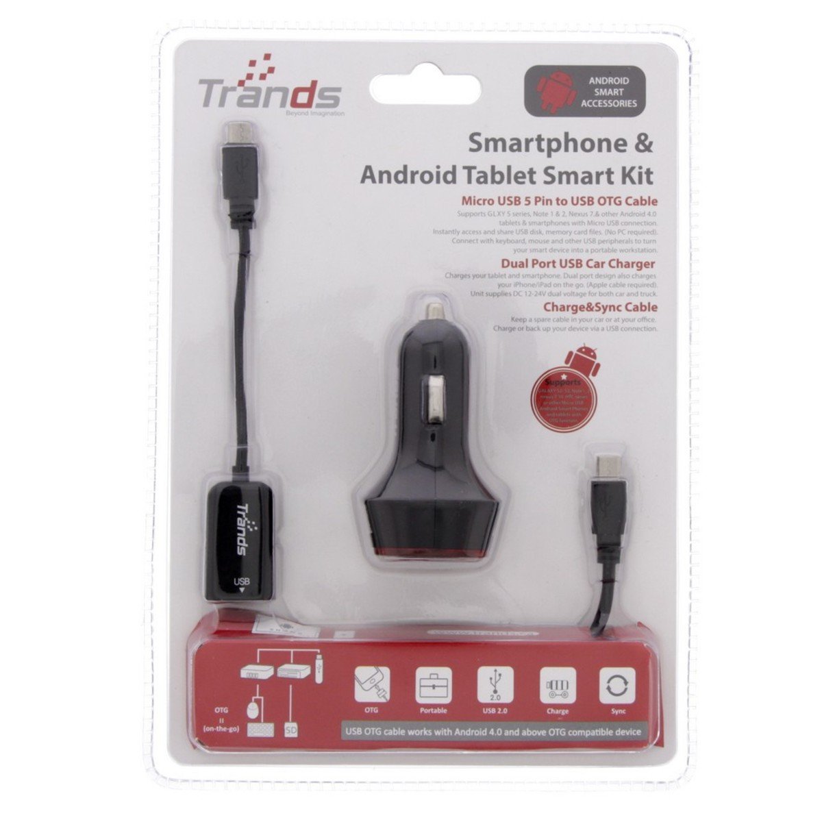 Trands Car Charger + OTG Cable PC4368