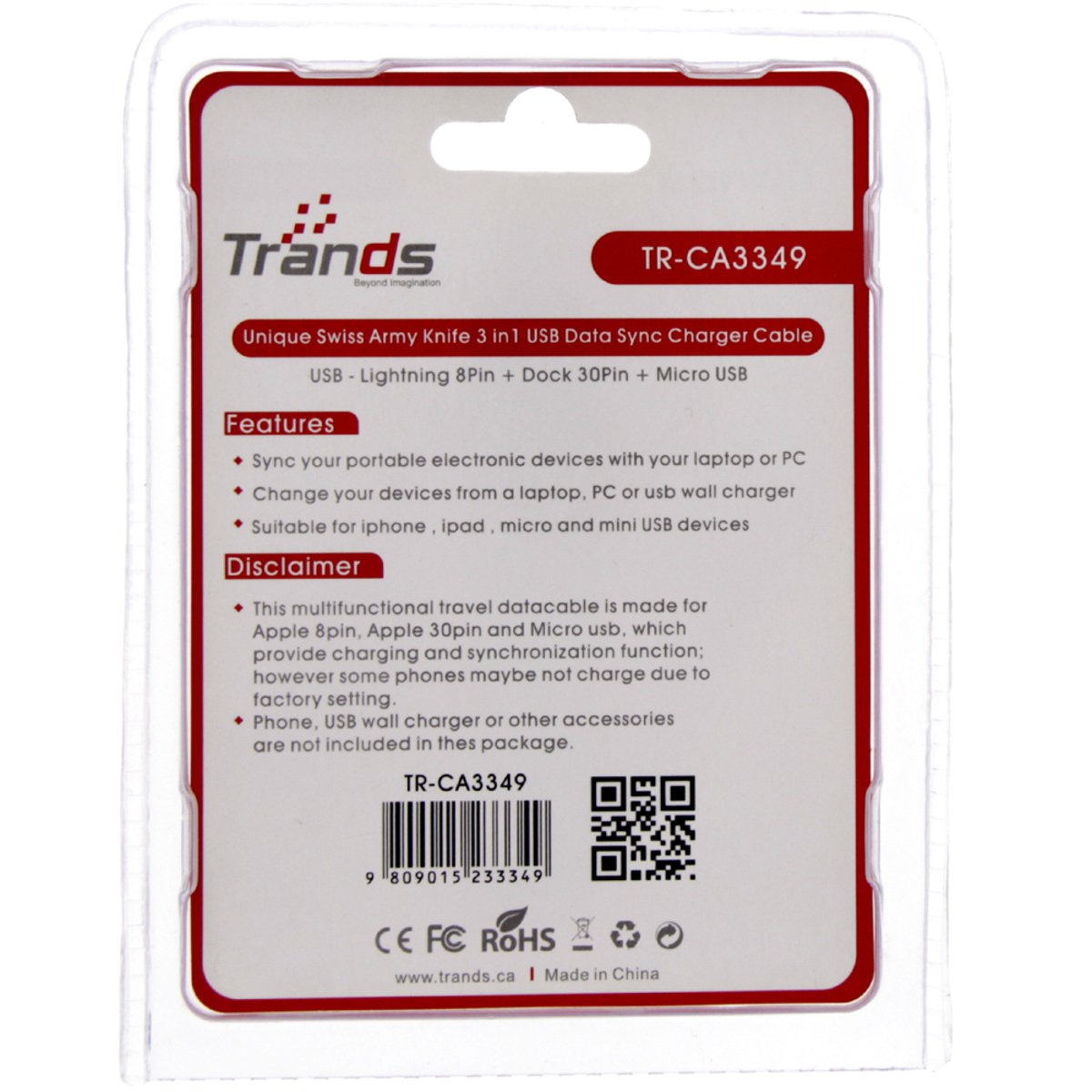 Trands 3in1 USB Cable Knife 3349