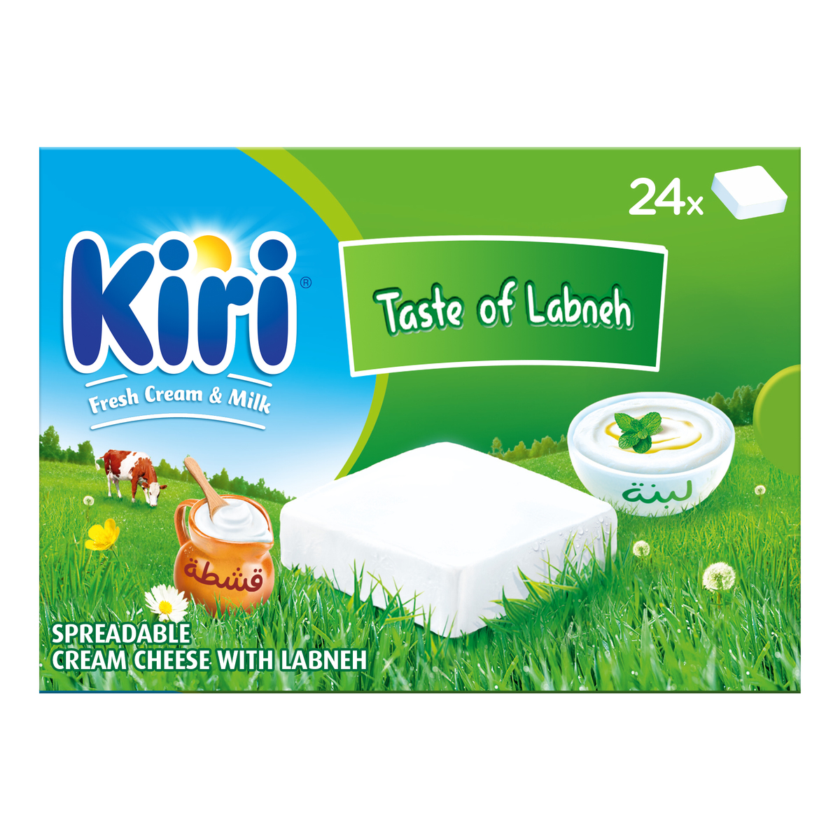 Kiri Spreadable Cream Cheese Squares with Taste of Labneh 24 Portions 432 g