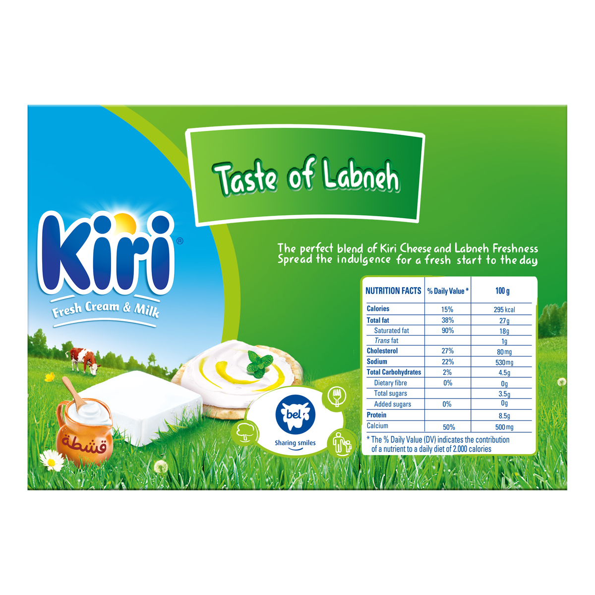 Kiri Spreadable Cream Cheese Squares with Taste of Labneh 24 Portions 432 g