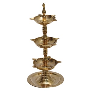 Silver Line Brass PanchMahal Diya Lamp Engraved 3 in 1