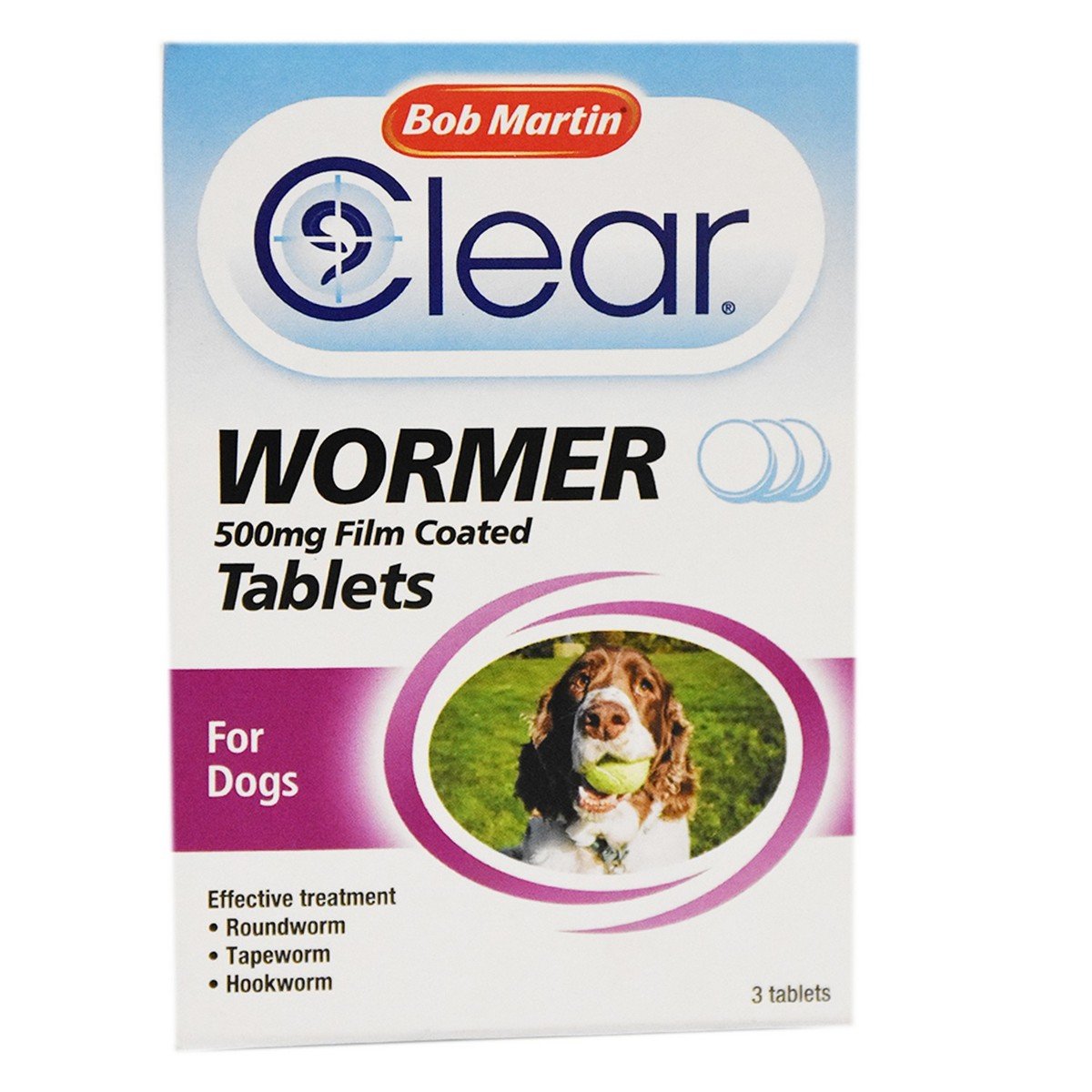Bob Martin Clear Wormer Tablets for Dogs 500mg 3pcs