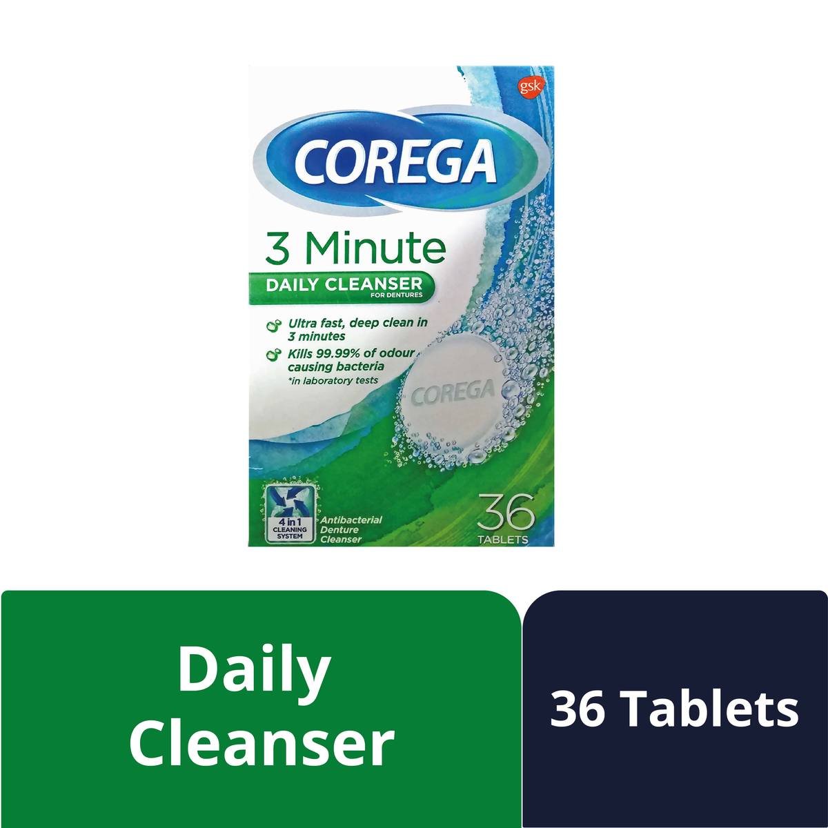 Corega 3 Minute Daily Cleanser for  Dentures 36pcs