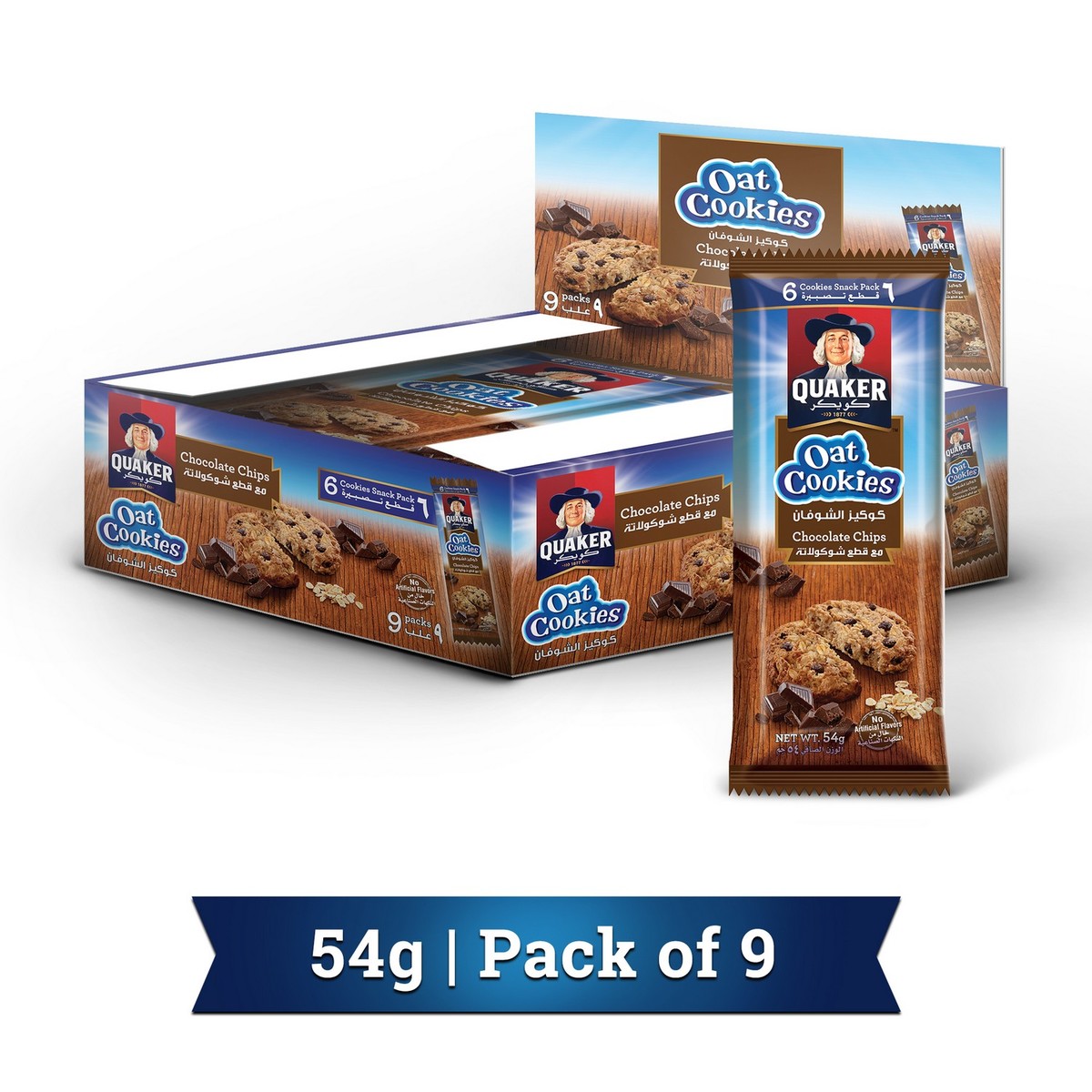 Quaker Chocolate Chips Oat Cookies 9 x 54 g