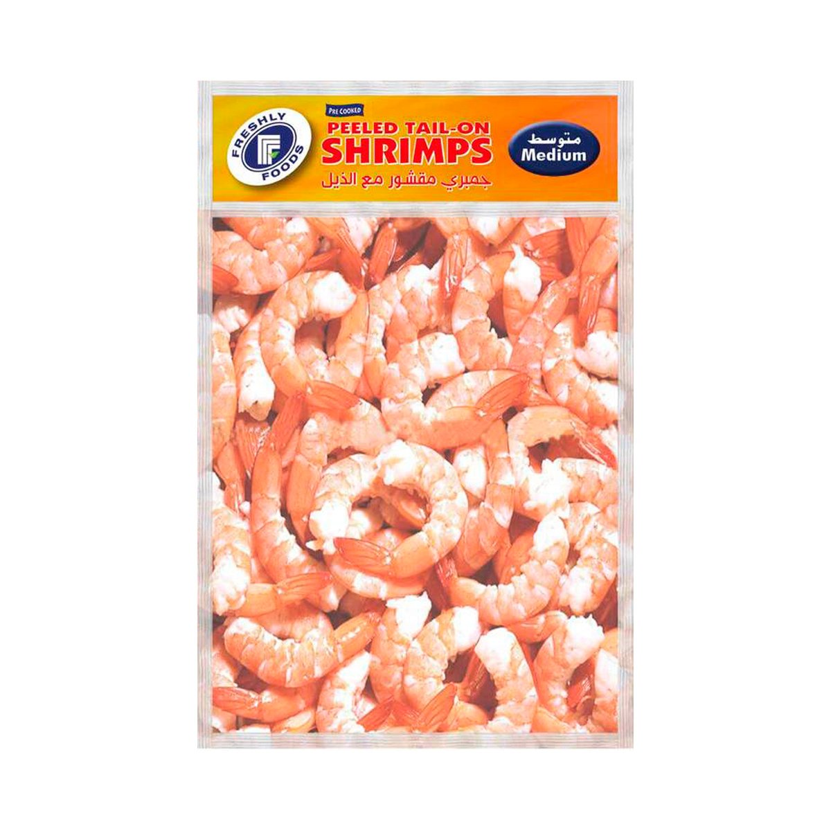 Freshly Food Pre Cooked Peeled Tail On Shrimps Medium 400g