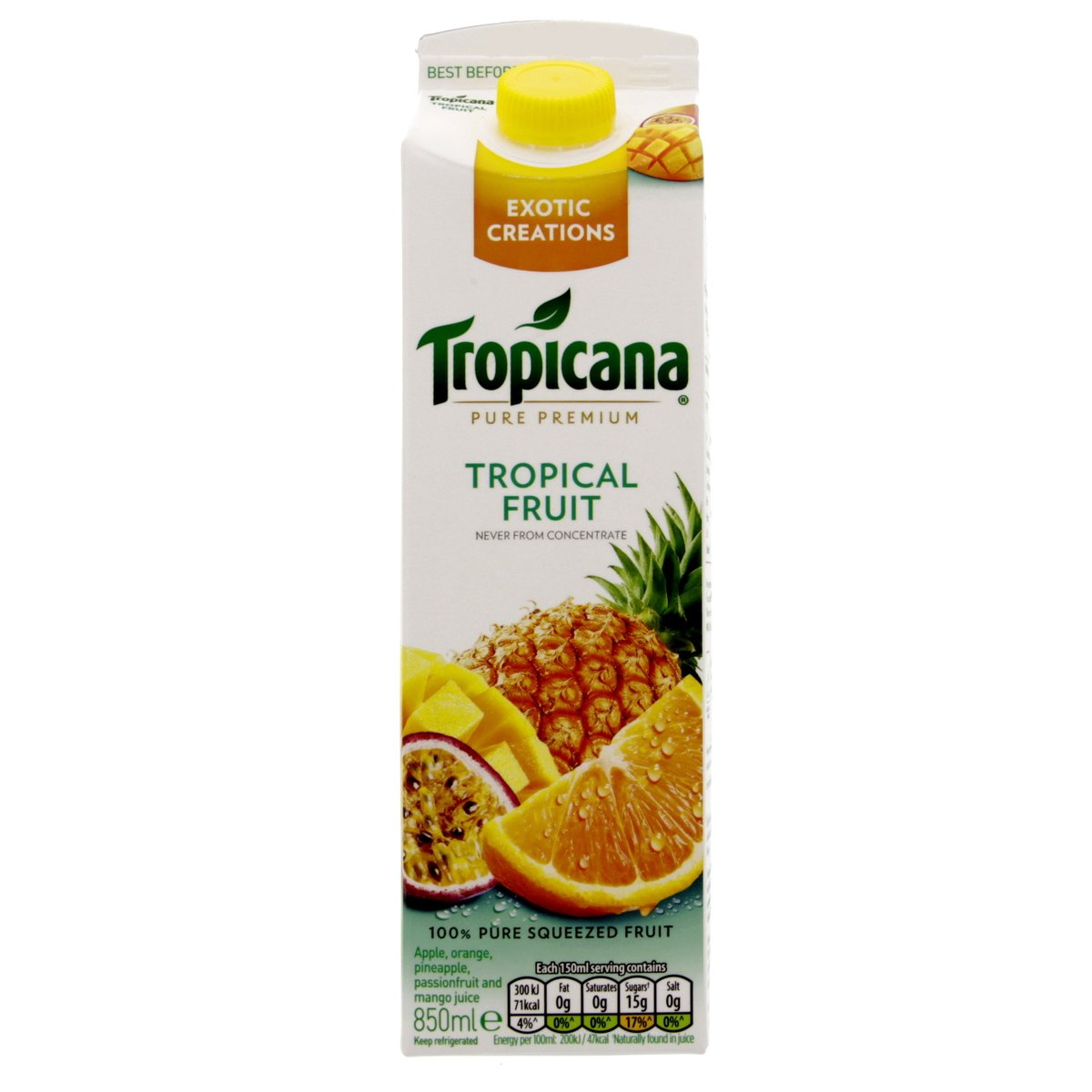Tropicana 100% Pure Squeezed Tropical Fruit  Juice 850ml