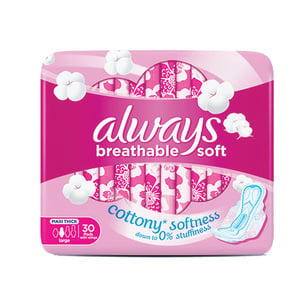 Always Breathable Soft Maxi Thick Large Sanitary Pads with Wing 30pcs