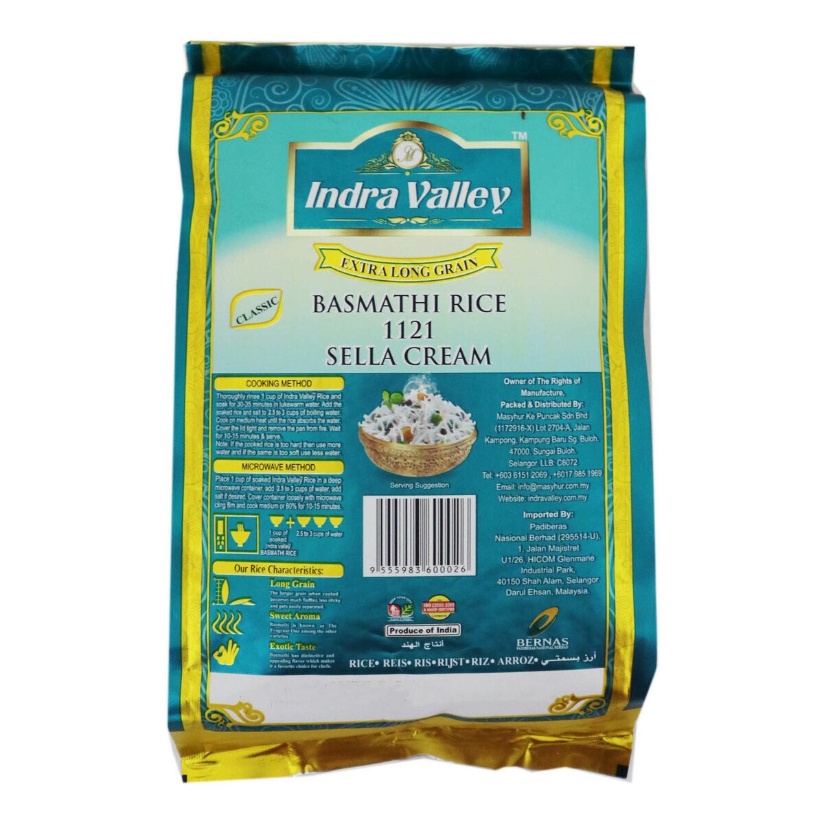 Indra Vally Basmathi Rice Pusa 1121 Sella Cream 1kg