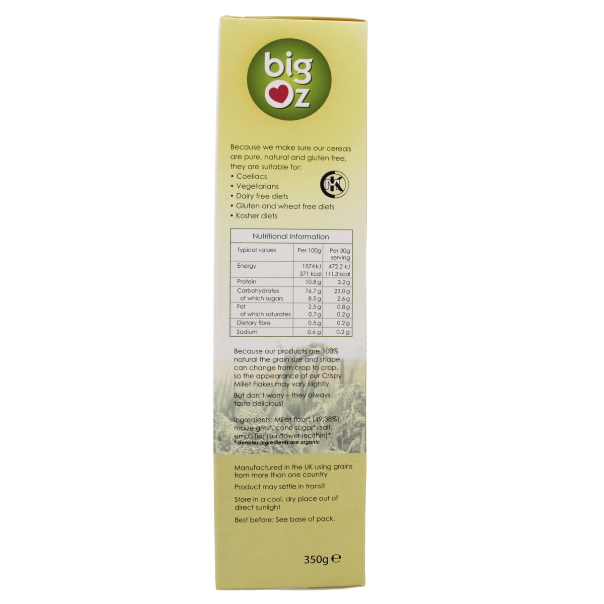 Big Oz Organic Crispy Millet Flakes 350 g