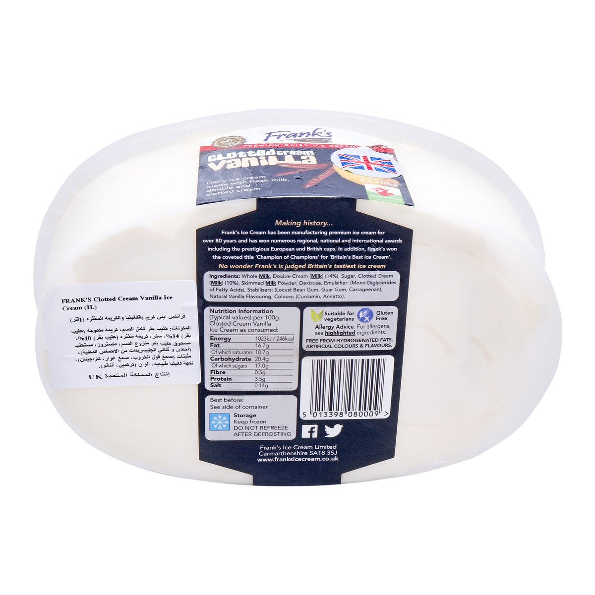 Frank's Premium Dairy Ice Cream Clotted Cream Vanilla 1 Litre